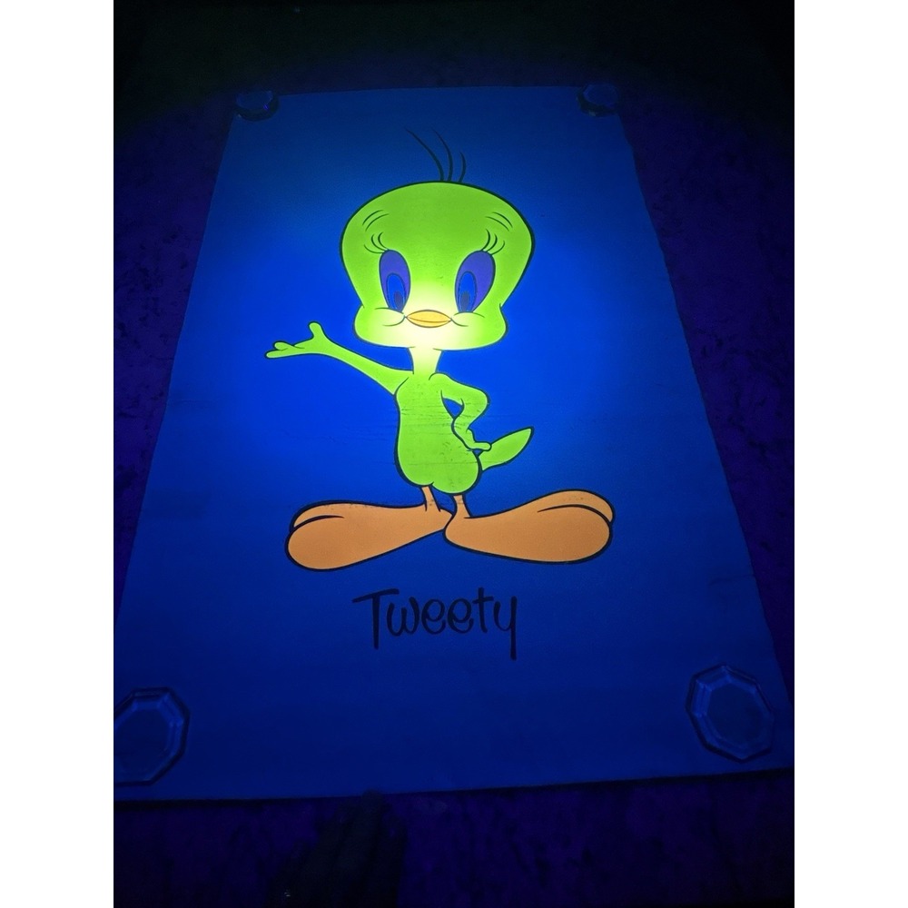 Vintage Blacklight Tweety Bird Poster Warner Bros Psychedelic Looney Tunes